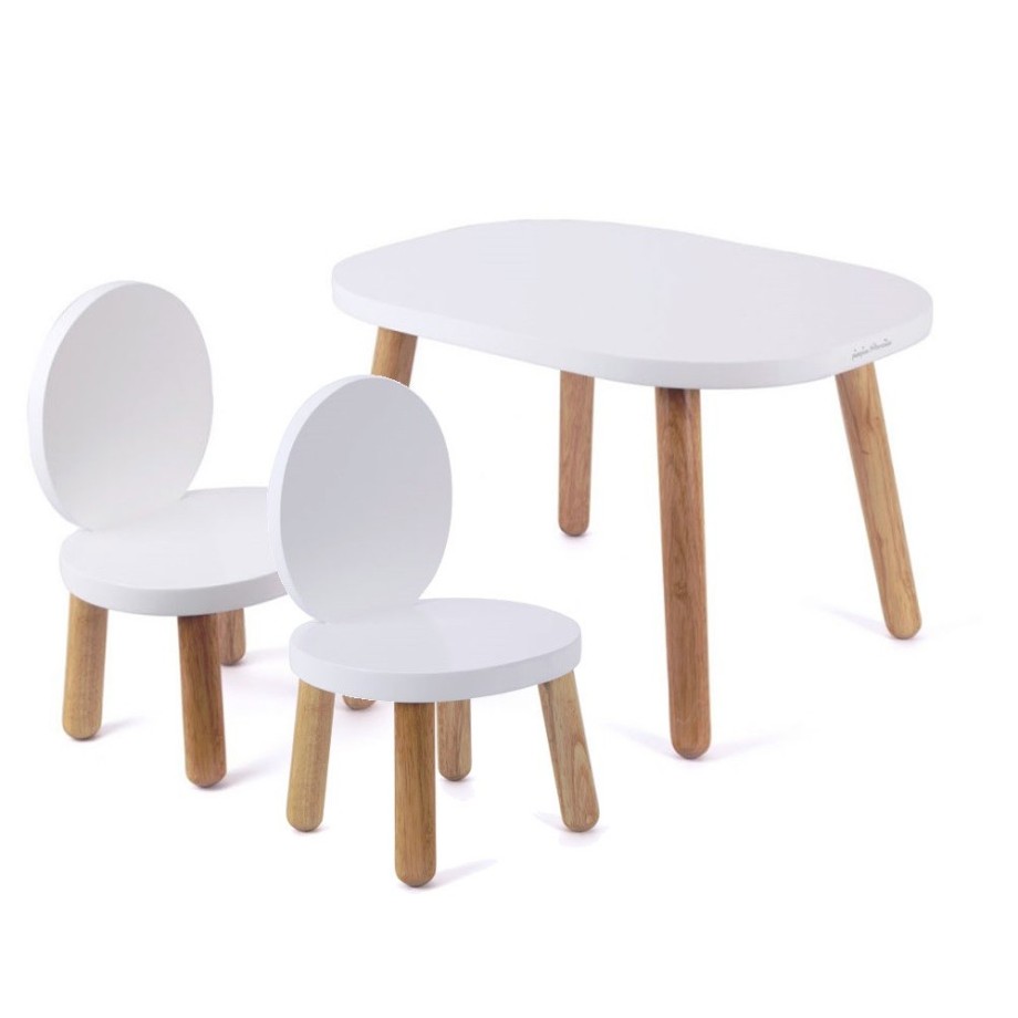 Ensemble Tables et chaises enfant OVALINE Blanc 1-4 ans