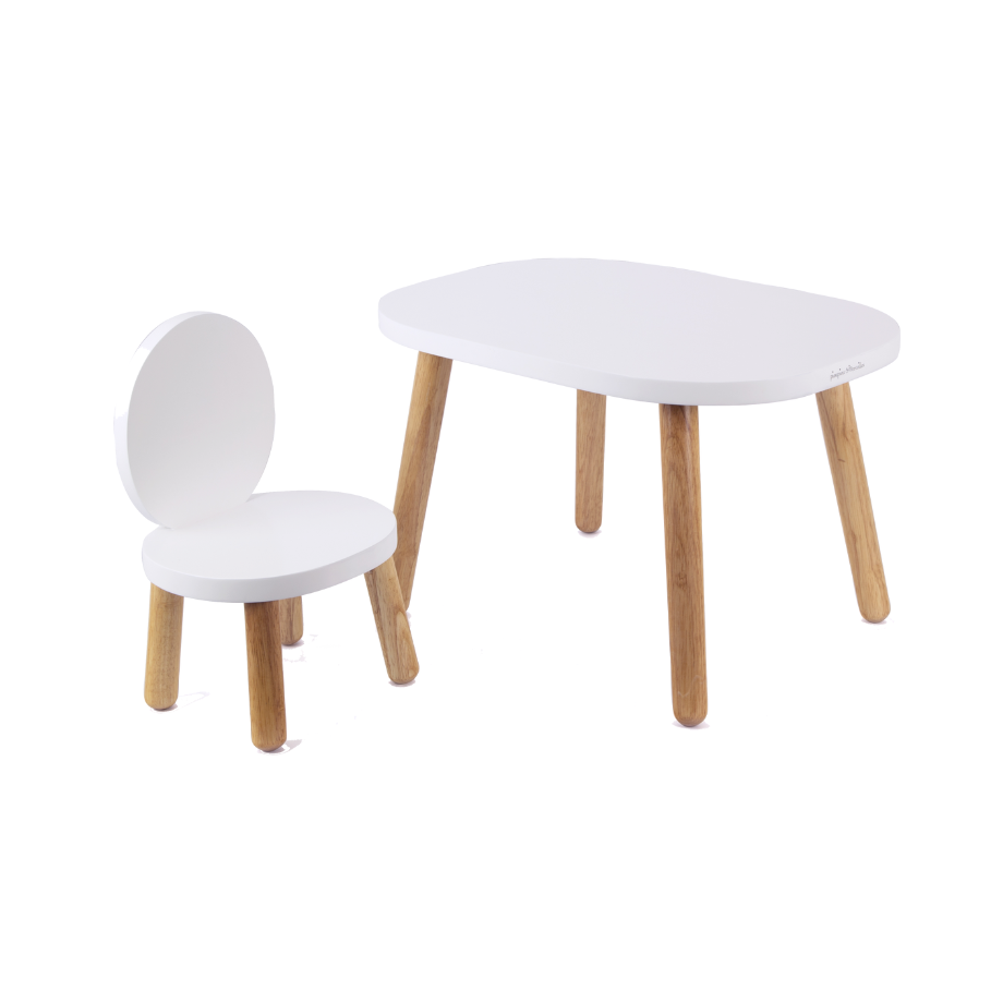 Ensemble Tables et Chaise enfant 12 mois MONTESSORI - OVALINE Blanc