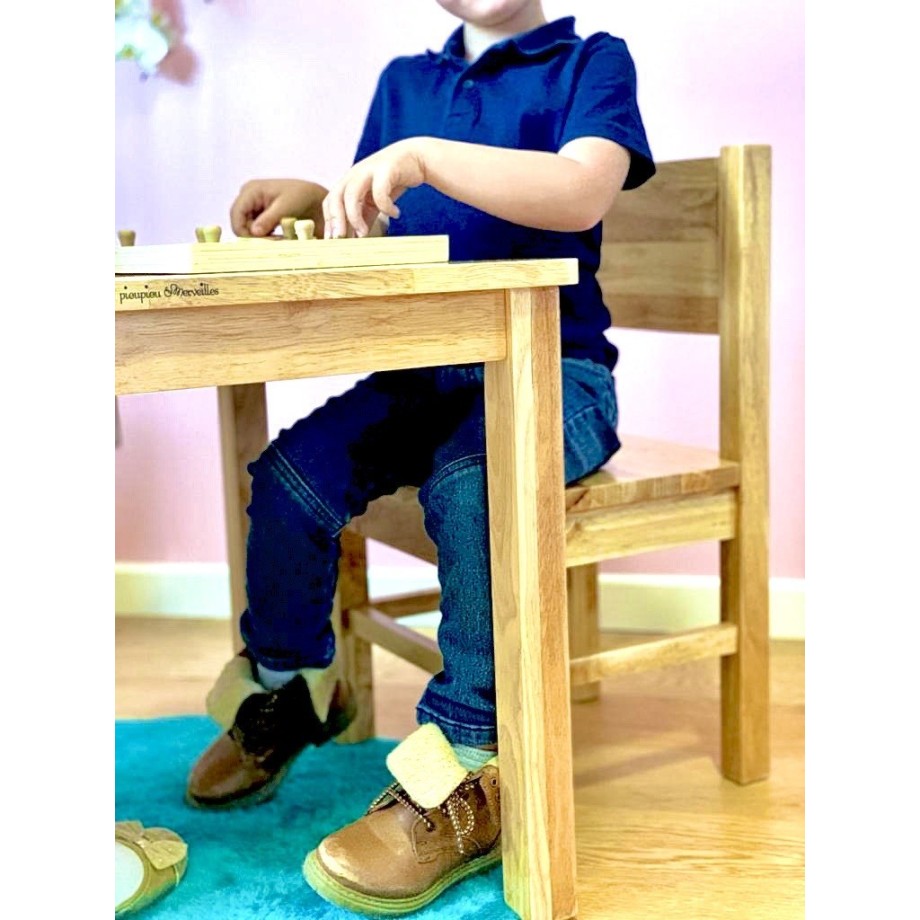 Ensemble Tables et Chaise enfant 4 -7 ans MONTESSORI - Bois Naturel