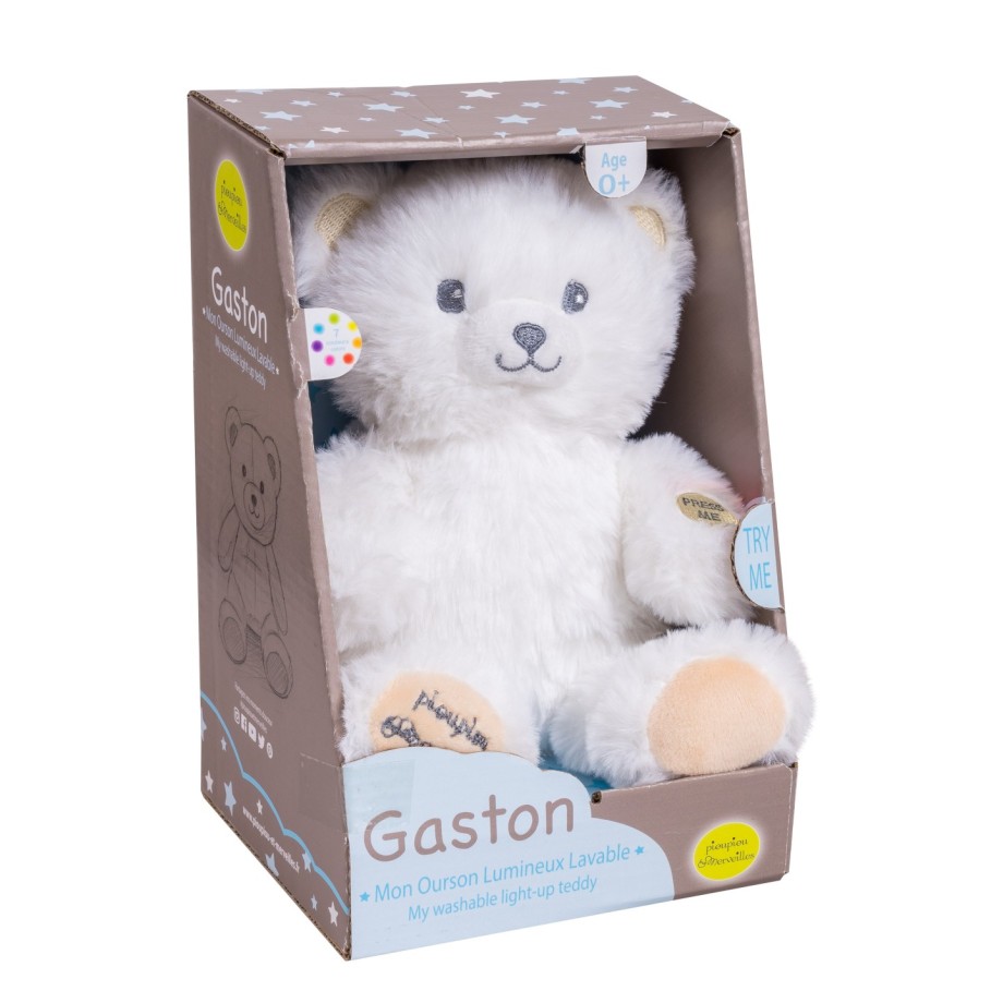 Mini Gaston Ourson Lumineux Blanc-beige - 20cm