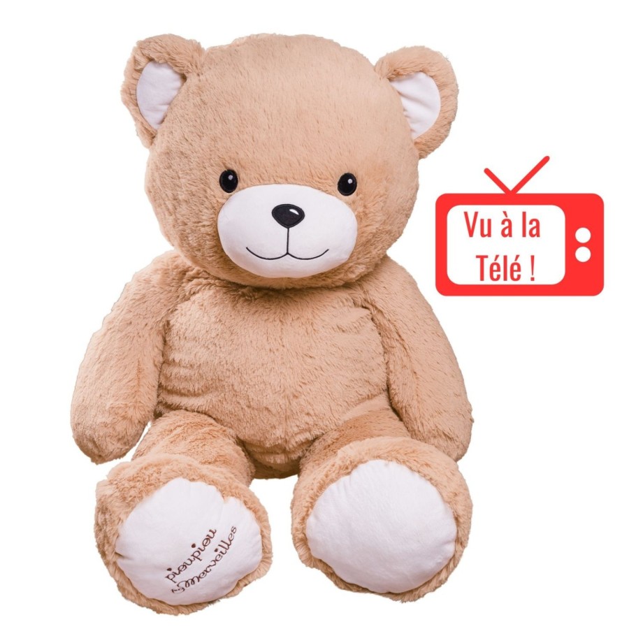 Peluche Made in France - Ours Gaston beige géant-Ours en peluche 100cm