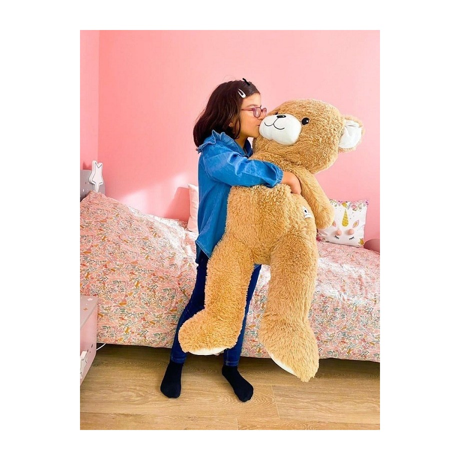 Peluche Made in France - Ours Gaston beige géant-Ours en peluche 100cm