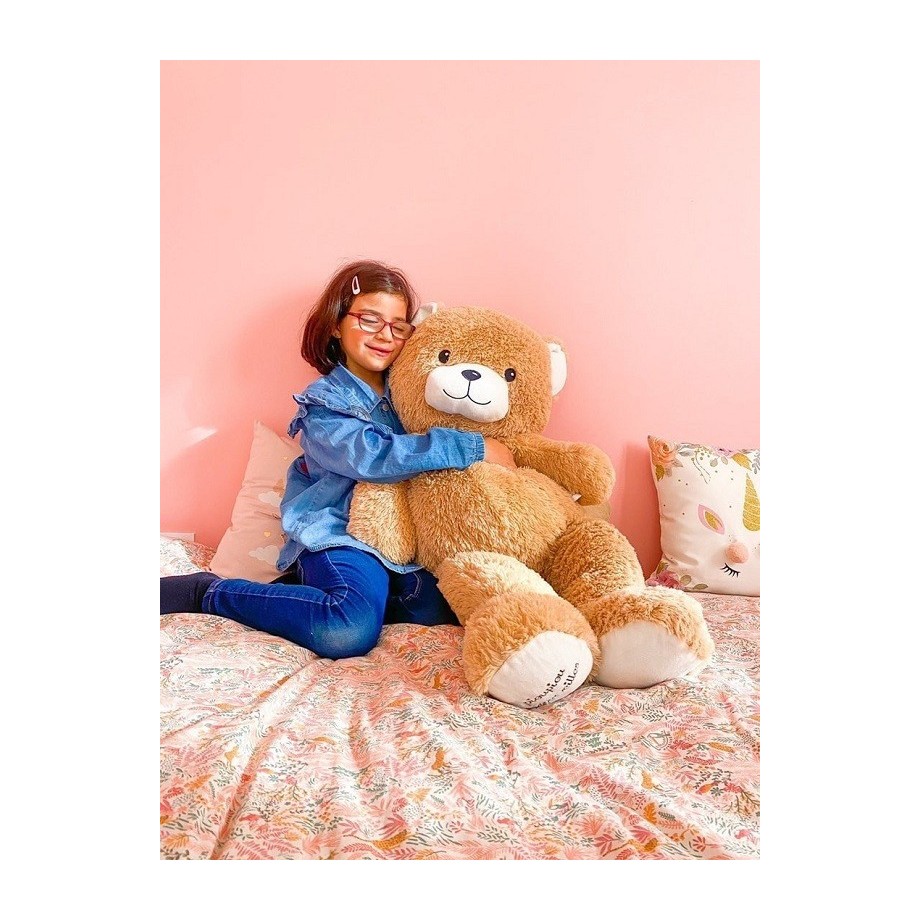 Peluche Made in France - Ours Gaston beige géant-Ours en peluche 100cm