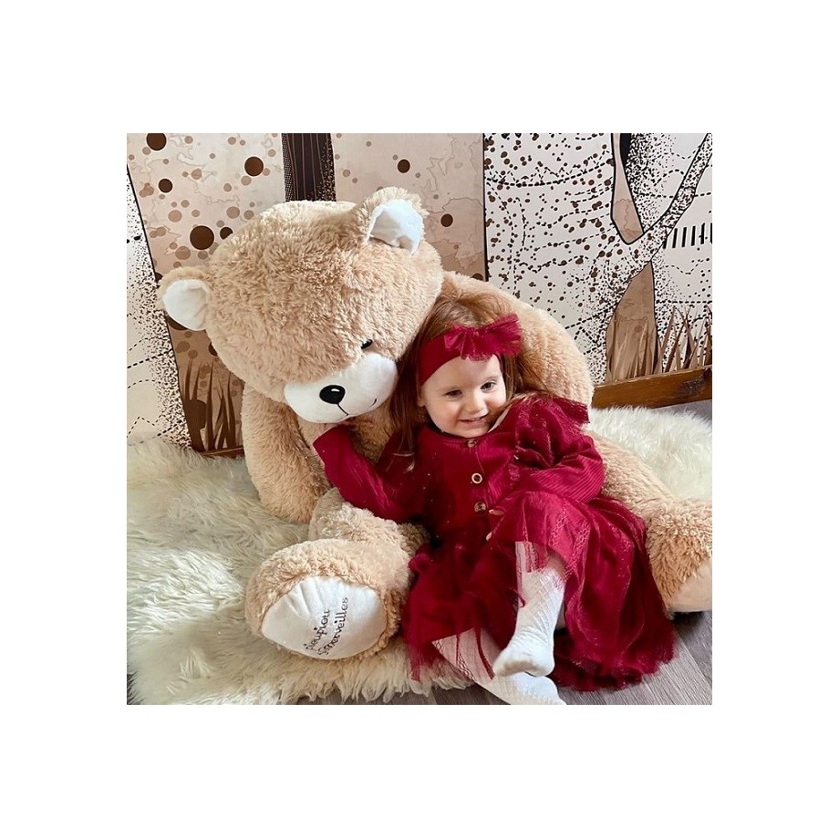 Peluche Made in France - Ours Gaston beige géant-Ours en peluche 100cm