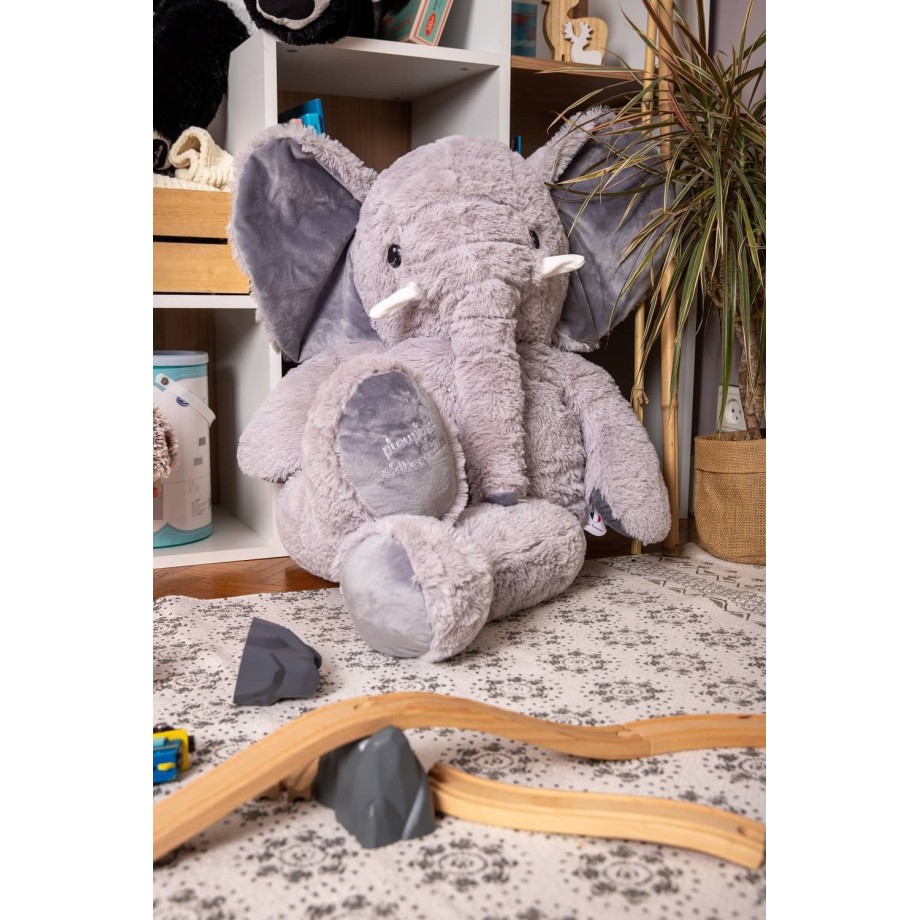 Peluche Made in France - Eléphant Jojo gris géant - peluche 100cm