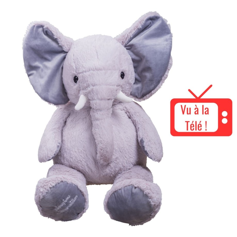 Peluche Made in France - Eléphant Jojo gris géant - peluche 100cm
