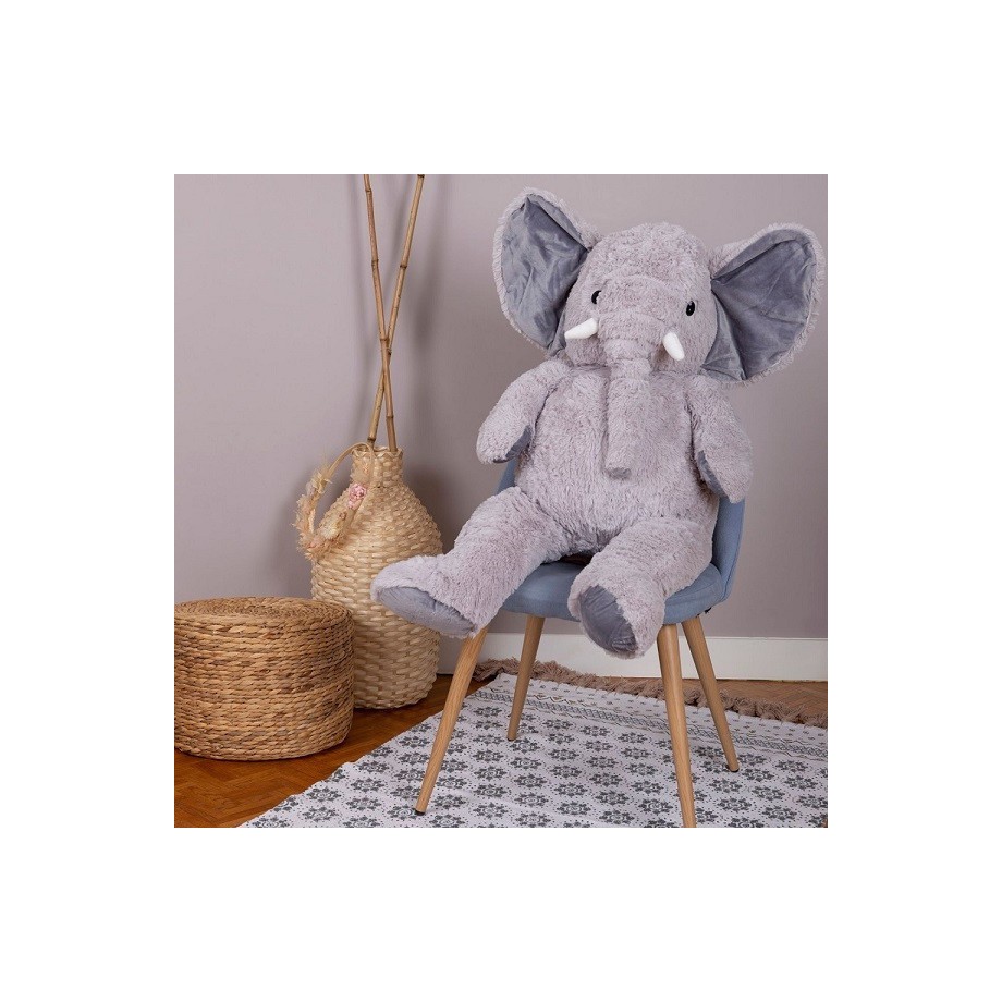 Peluche Made in France - Eléphant Jojo gris géant - peluche 100cm