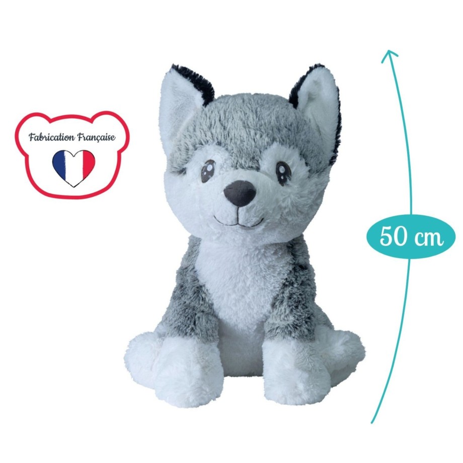 Peluche Made in France - Peluche Kodi le husky - Chien en peluche 50cm