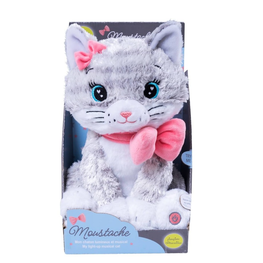Veilleuse Moustache - Chat lumineux et musical - la peluche des nuits paisibles