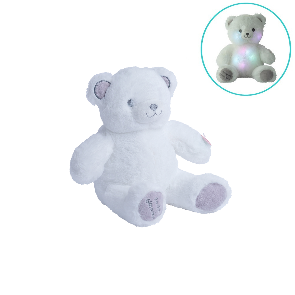 Gaston Ourson Lumineux blanc-gris - doudou ourson veilleuse bébé