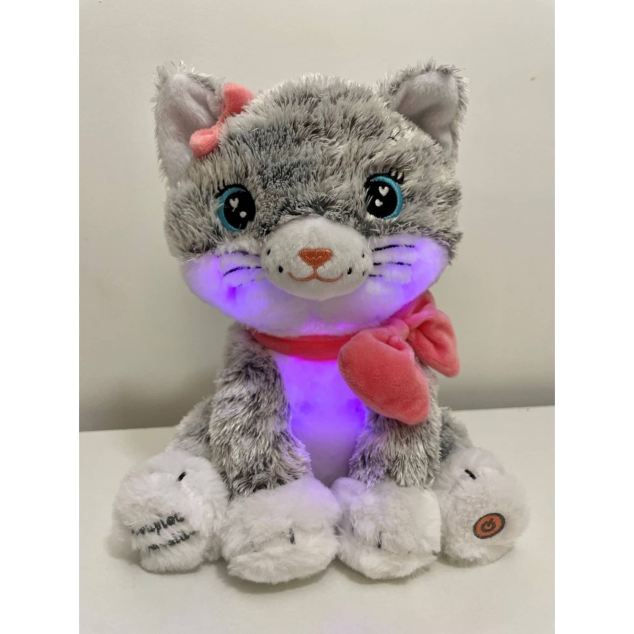 Veilleuse Moustache - Chat lumineux et musical - la peluche des nuits paisibles