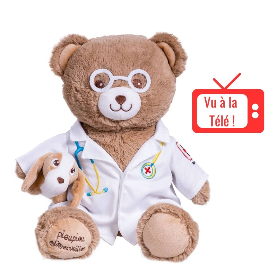 Peluche Gaston Vétérinaire 40cm. Idéal pour découvrir ce métier.