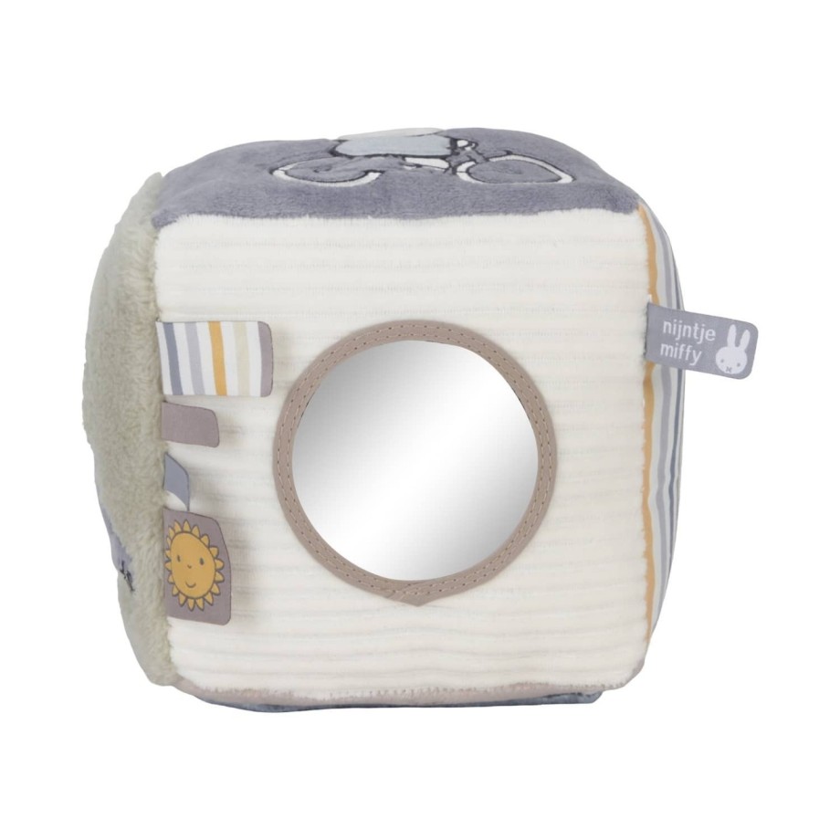 Cube d'activités tissu Miffy bleu-vert - Jouet d'éveil bébé en peluche