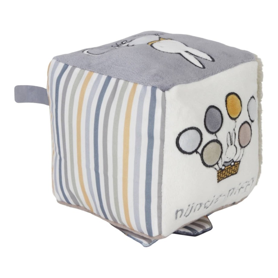 Cube d'activités tissu Miffy bleu-vert - Jouet d'éveil bébé en peluche