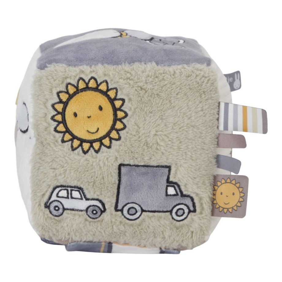 Cube d'activités tissu Miffy bleu-vert - Jouet d'éveil bébé en peluche