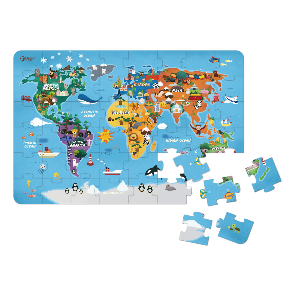 Puzzle Carte du Monde 48 pièces pour enfant