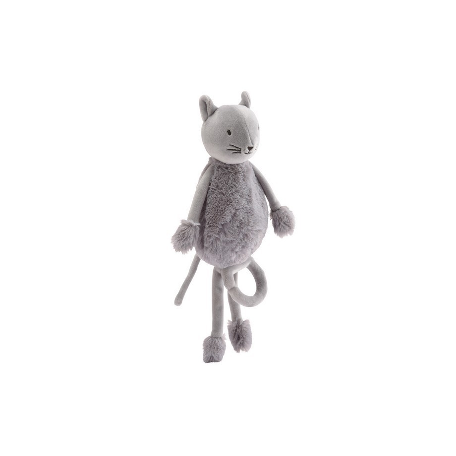 Oscar le Chat peluche boite à musique, doudou gris avec berceuse bébé