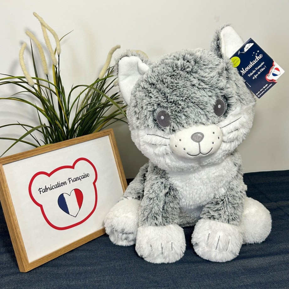 Peluche Géante Made in France - Peluche Moustache le Chat - 50cm