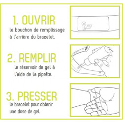 Bracelet distributeur de gel désinfectant - rouge L