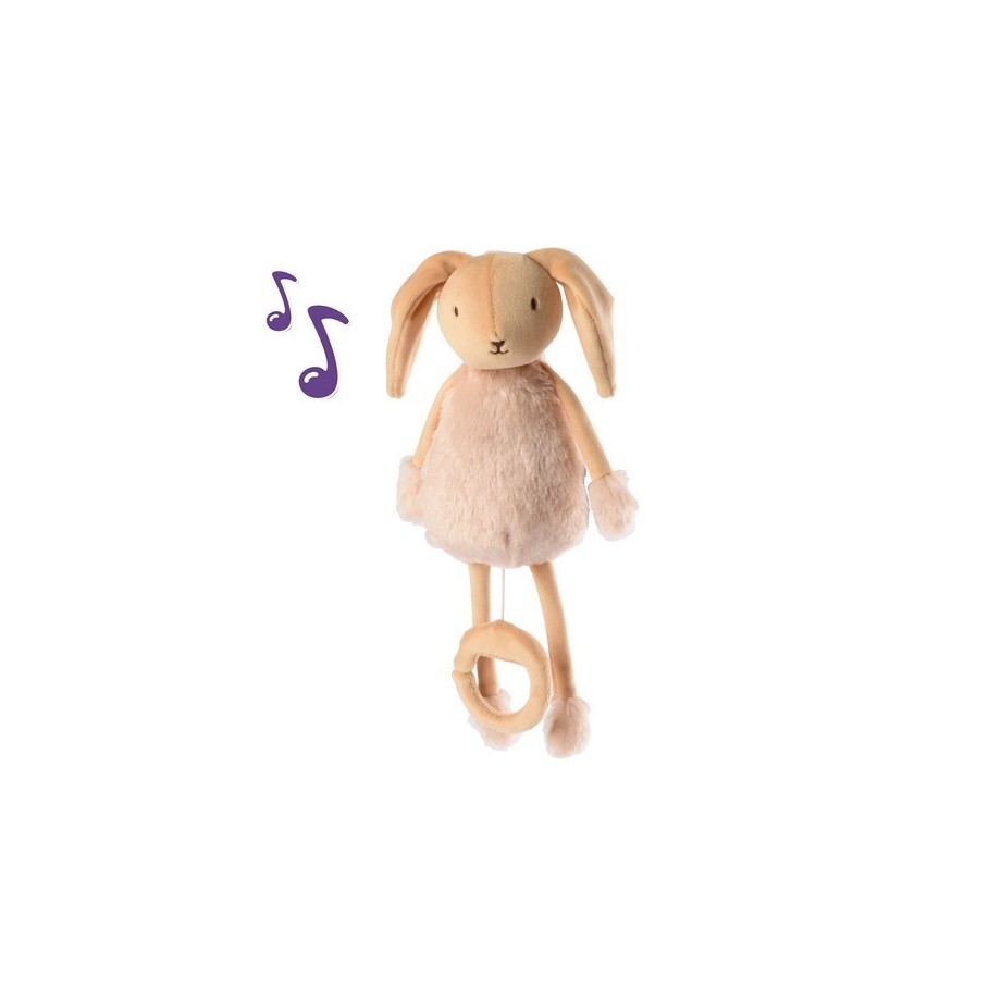 Valentin le Lapin - peluche boite à musique, doudou bébé avec berceuse