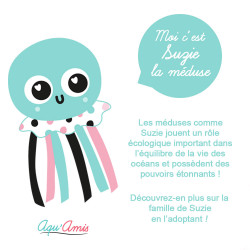 Peluche Veilleuse sans pile Phosphorescente Suzie la Méduse - 25cm