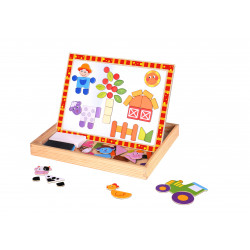 Coffret puzzle magnétique réversible 2 en 1 - Thème Ferme - 85 pièces