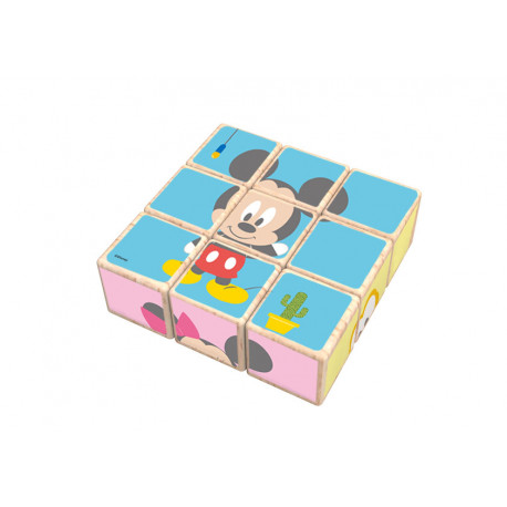 Puzzle 9 cubes en bois Mickey - 6 puzzles