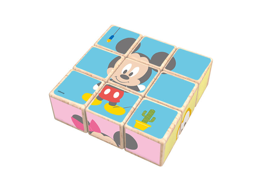 Puzzle 9 cubes en bois Mickey - 6 puzzles