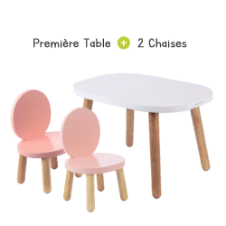 Ensemble Table et Chaises Enfant - Ovaline Blanc & Rose - 1-4 ans