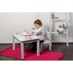 Ensemble Montessori - Table et Chaise enfant 1-4 ans - Blanc et bois naturel