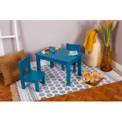 Ensemble Table et Chaises Enfant Montessori - Turquoise profond