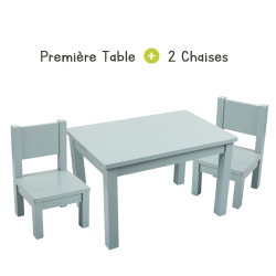 Ensemble Table et Chaises Enfant Montessori - Bleu Gris - 1-4 ans