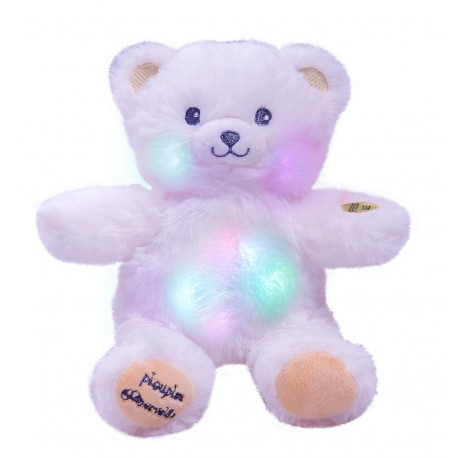 Peluche-Gaston-Ourson-Lumineux-Blanc-beige