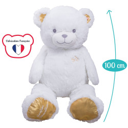 Giant teddy bear Gaston - White/Gold 100cm