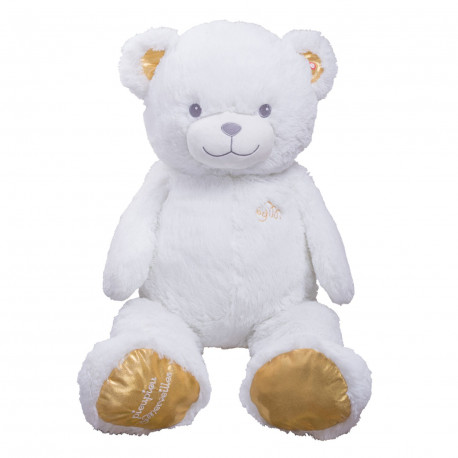 Peluche Géante Gaston Blanc/Or - 100 cm