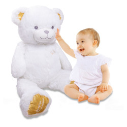 Peluche Géante Gaston Blanc/Or - 100 cm