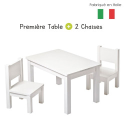 Ensemble Montessori - Table et Chaises enfant 1-4 ans - Blanc - MAde in Italy