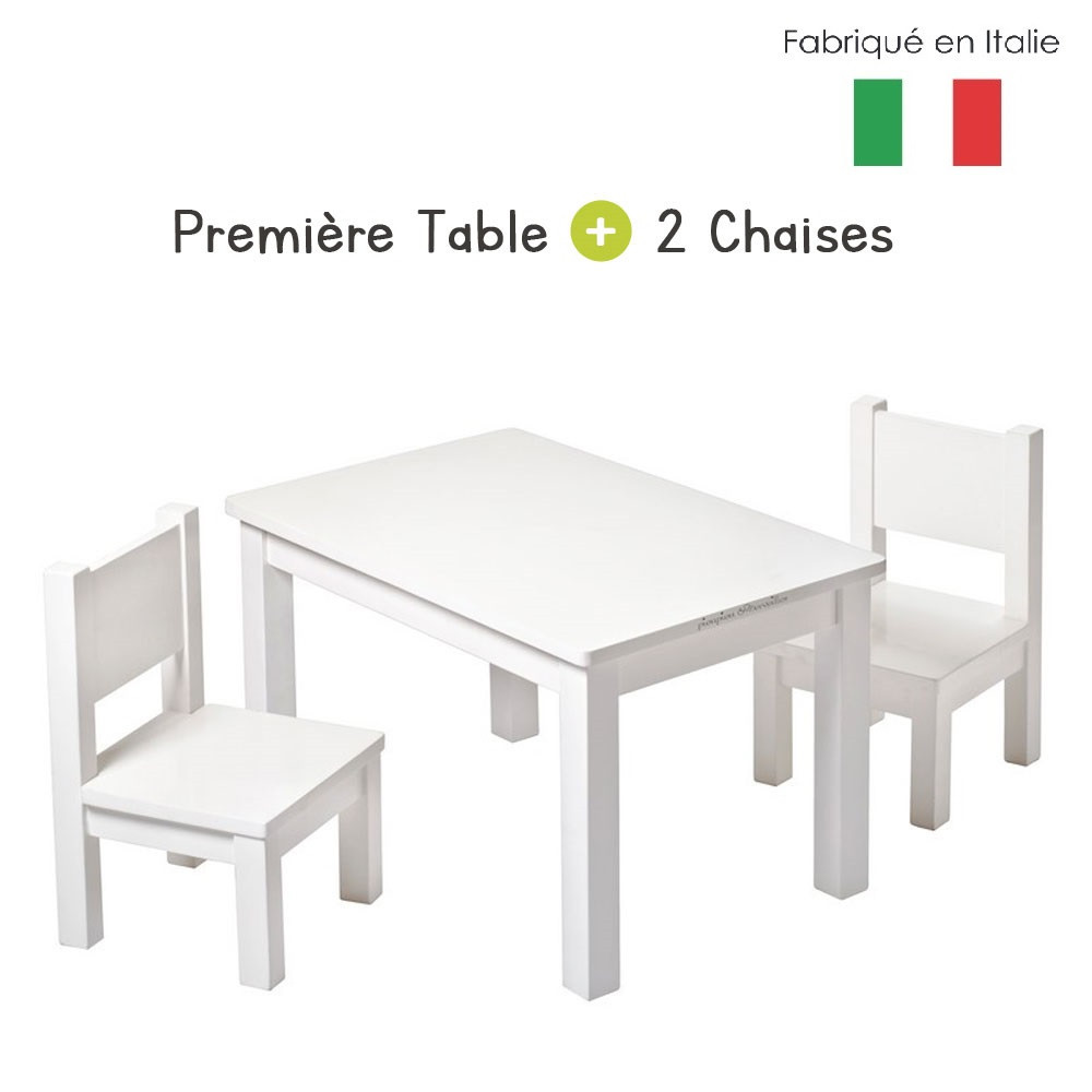 Ensemble Table et Chaises Enfant 12 mois Montessori - Blanc-Fabriqué en  Italie.