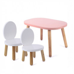Ensemble Table et Chaises Enfant - Ovaline Blanc & Rose - 1-4 ans