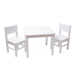 Ensemble Table et Chaises Enfant - En bois - Blanc - 4-7 ans