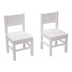 Lot de 2 - Chaises Enfant - En bois - Blanc - 4-7 ans