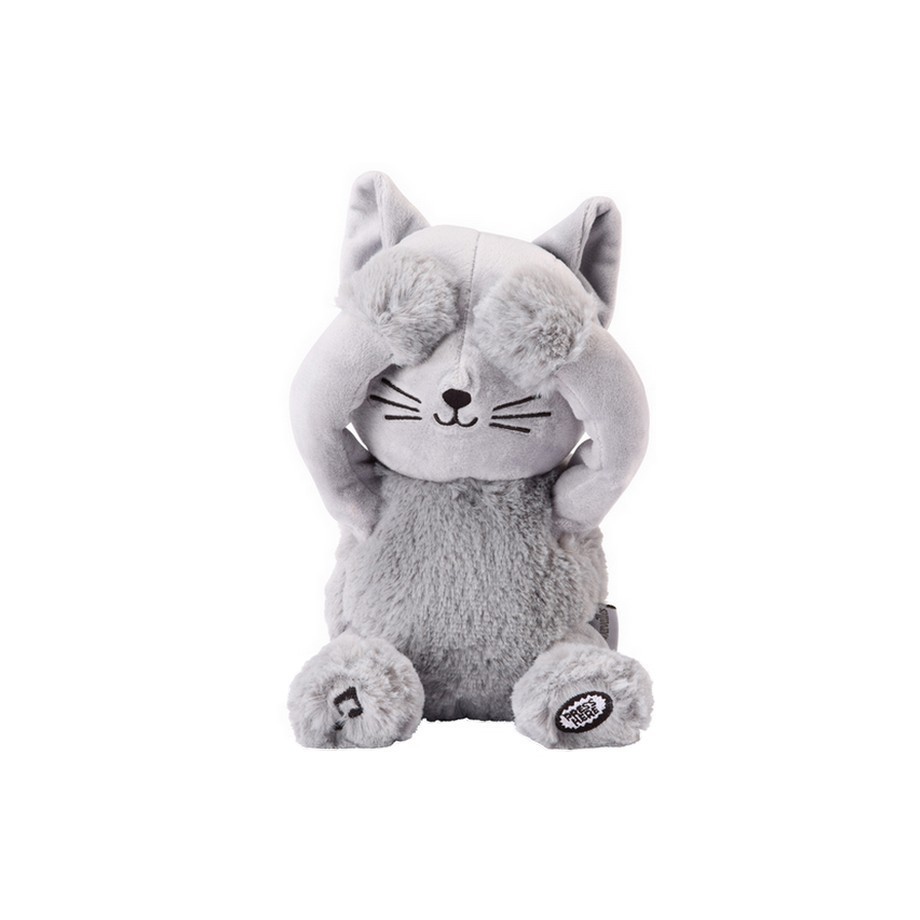 Peluche Coucou et Comptine Oscar le Chat, jouet cache-cache enfant