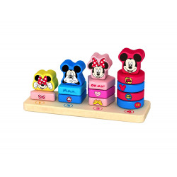 Pyramide d'apprentissage des chiffres en bois - Mickey et Minnie