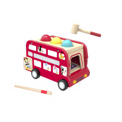 Mickey Bus en bois 2 en 1 : Xylophone et tape balle