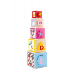 Pyramide d'apprentissage des chiffres en bois - Mickey et Minnie