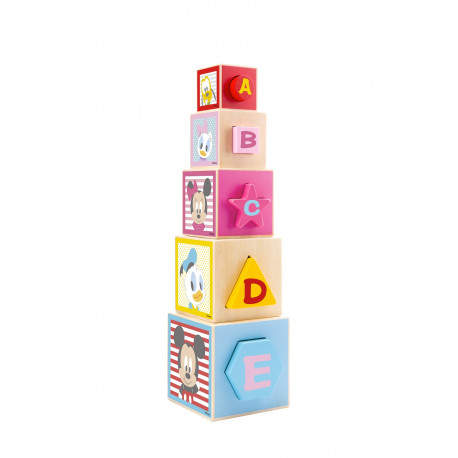 Pyramide d'apprentissage des chiffres en bois - Mickey et Minnie