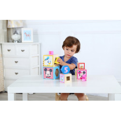 Pyramide d'apprentissage des chiffres en bois - Mickey et Minnie