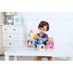 Pyramide d'apprentissage des chiffres en bois - Mickey et Minnie