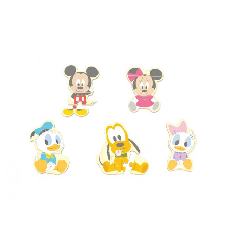 Coffret de 5 puzzles en bois Mickey et ses amis - 20 pièces
