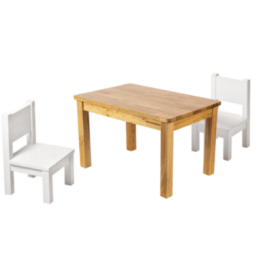 Ensemble Tables et chaises enfant - MONTESSORI - Bois naturel et blanc - 1-4 ans